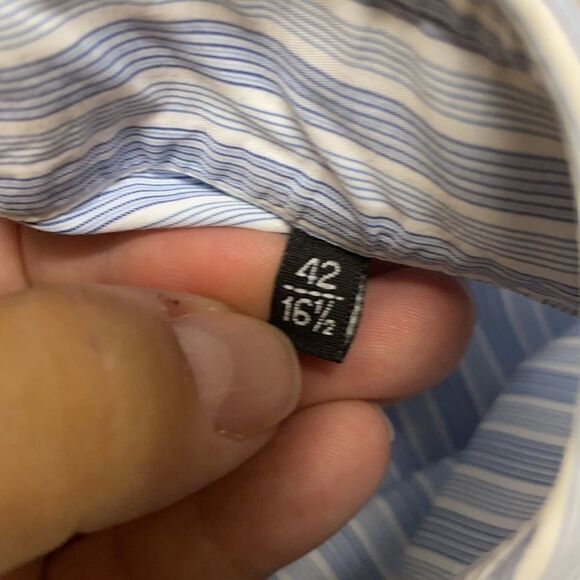 Ungaro Blue & White Striped Long Sleeve, 16.5 - Picture 4 of 4